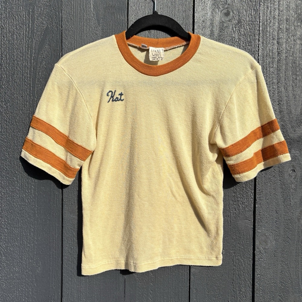 Lykke Wulf Y2k Farrah Ringer Baby Tee Top S 90s Crewneck Crop Retro Classic USA